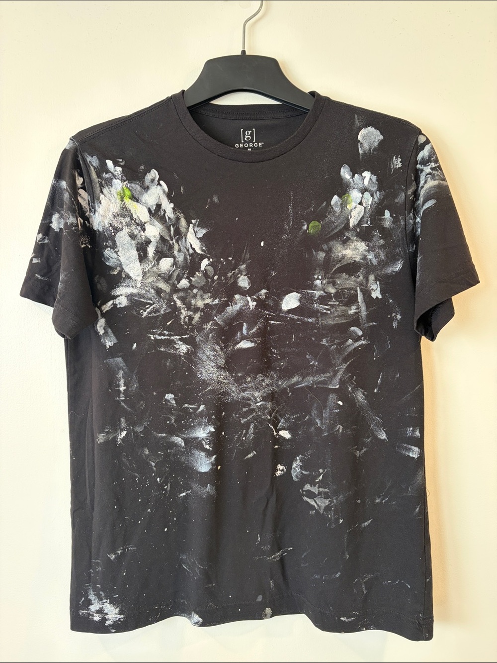 George Men’s Black Graphic Paint-Splatter T-Shirt